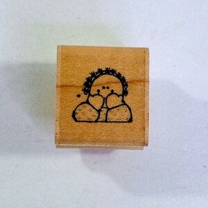 D.O.T.S. Peeking Nanny Wood Mounted Rubber Stamp B 172 Vintage Paper Craft